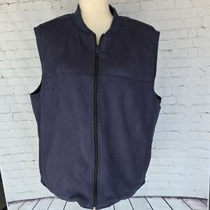 Michael Strahan Collection Modern Fit Navy Blue Reversible Fleece Vest - Size La